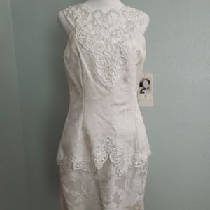 Vintage Scott mcclintock white short dress sz 10 nwt floral bridal prom